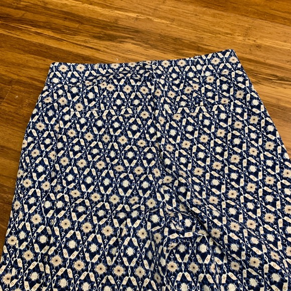 Anthropologie Essential Collection Blue Patterned Pants Size 2 Tall Kick Flare - Picture 5 of 9